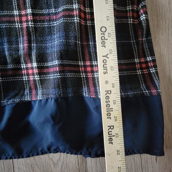 Mason & Mackenzie Y2K womens Plaid & Lace Navy Top XS Sheer Hemline Cami - Picture 12 of 13